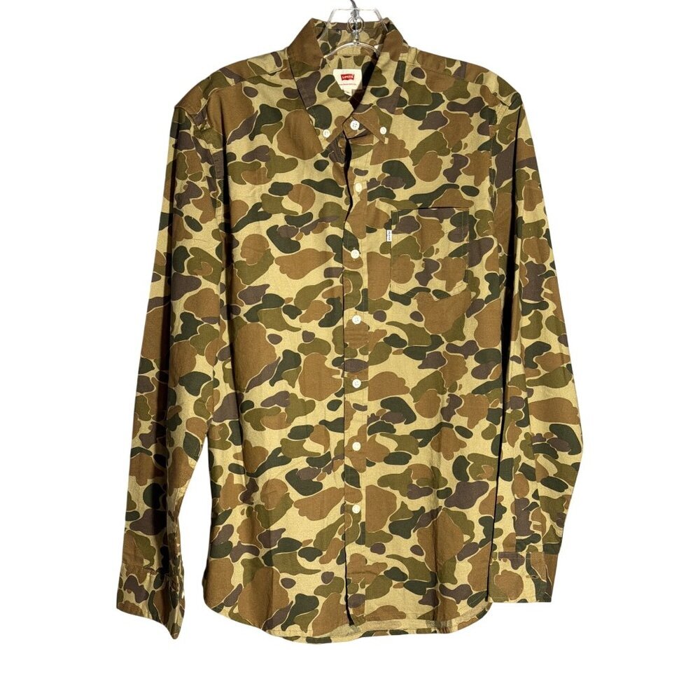Levis Mens Camouflage Button-Up Shirt Size M Cotton
